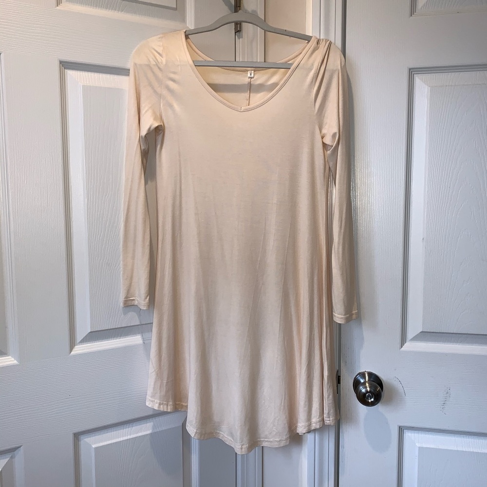 Cream colored Fall Swing Shirt Dress, so cute